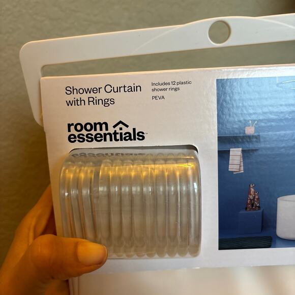 Room Essentials Shower Curtain With Rings Cream White Floral 13 Piece PEVA‎ - Picture 4 of 6